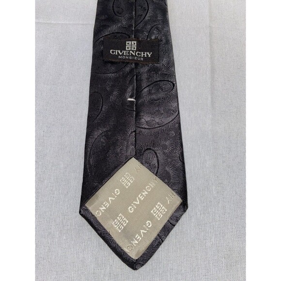 Mens Vintage Givenchy Silk Damask Gunmetal Gray Neck Tie EUC - Picture 2 of 6